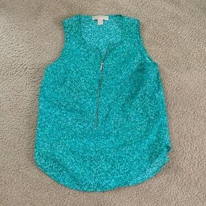 Michael Kors Teal Sleeveless Blouse with Zipper